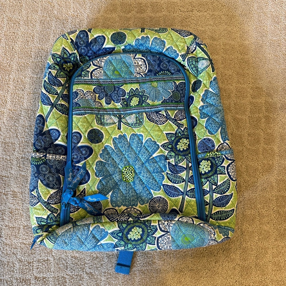 Vera Bradley Floral Blue and Green Laptop Backpack